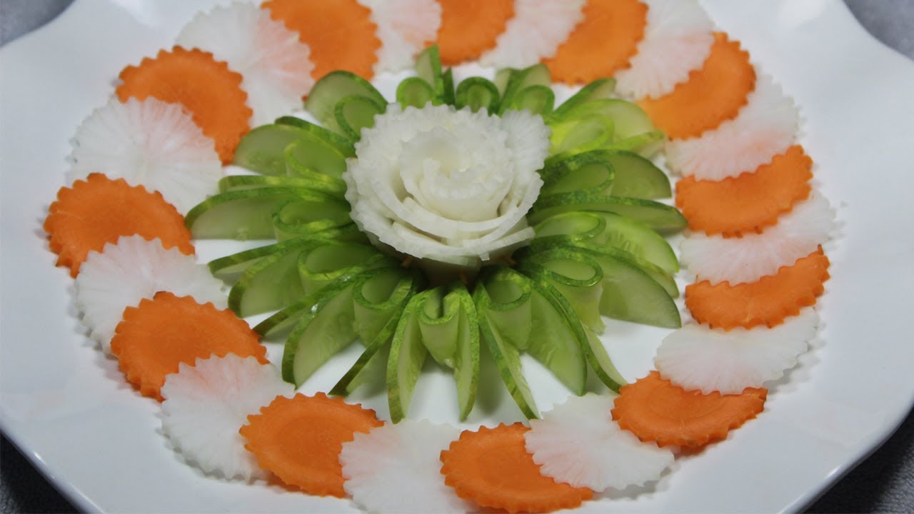 How To Make Rose Flower From Radish Carving - Carrot Carving & Designs