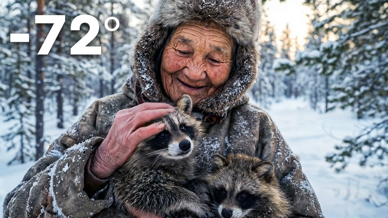 🦊 She Saved a Freezing Raccoon Dog Family - But a Wolf Was Watching from the Forest