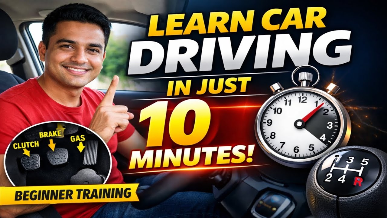10 मिनट में कार ड्राइविंग सीखें | Beginner to Basic Car Driving Tutorial in Hindi