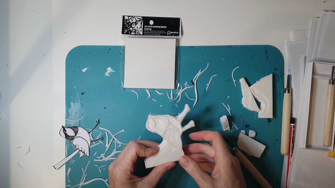 Gelli printing hand carved stamp tutorial
