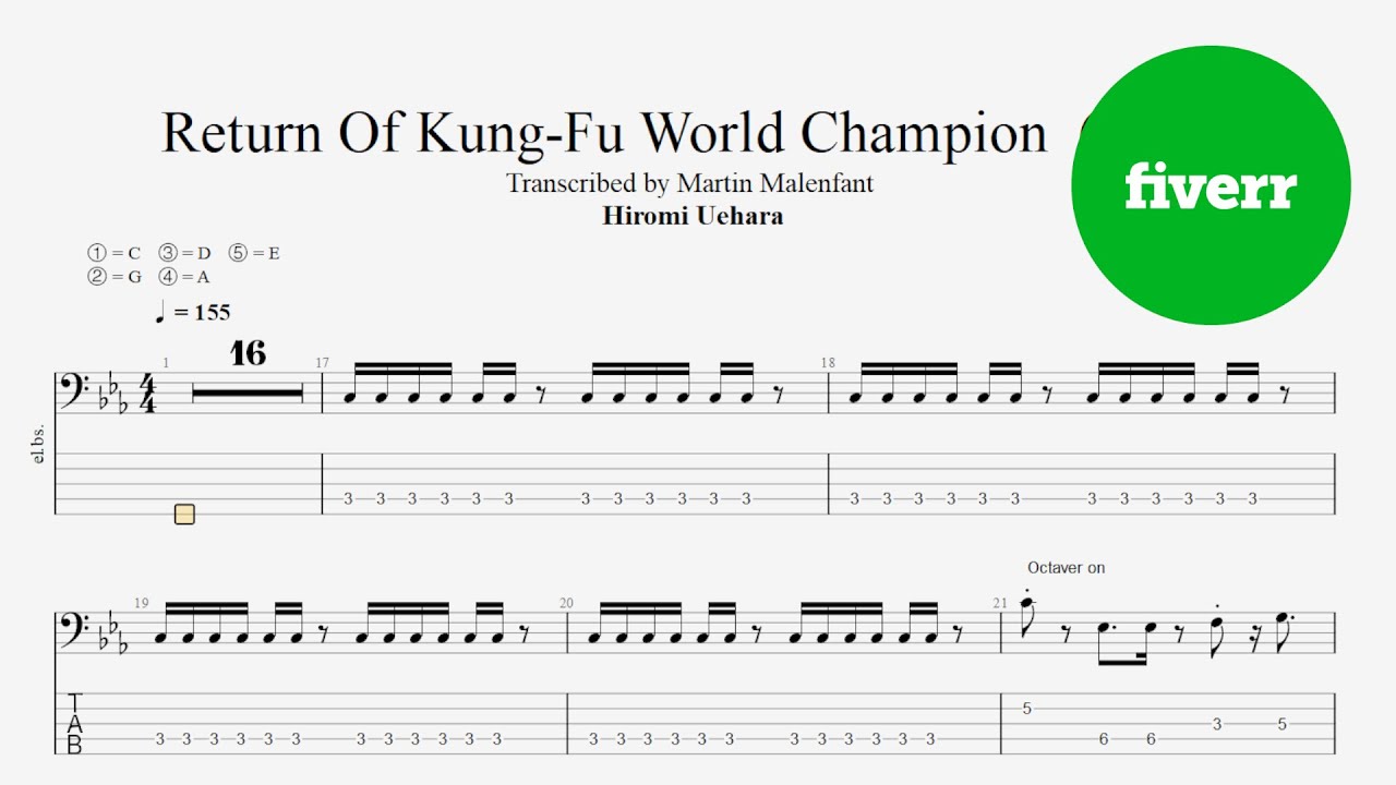 Hiromi Uehara - Return Of Kung Fu World Champion (Live) (bass tab)