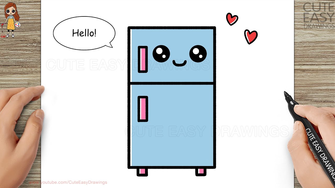 Drawing for Kids || How to draw Fridge easy || How to draw cute Refrigerator for kids