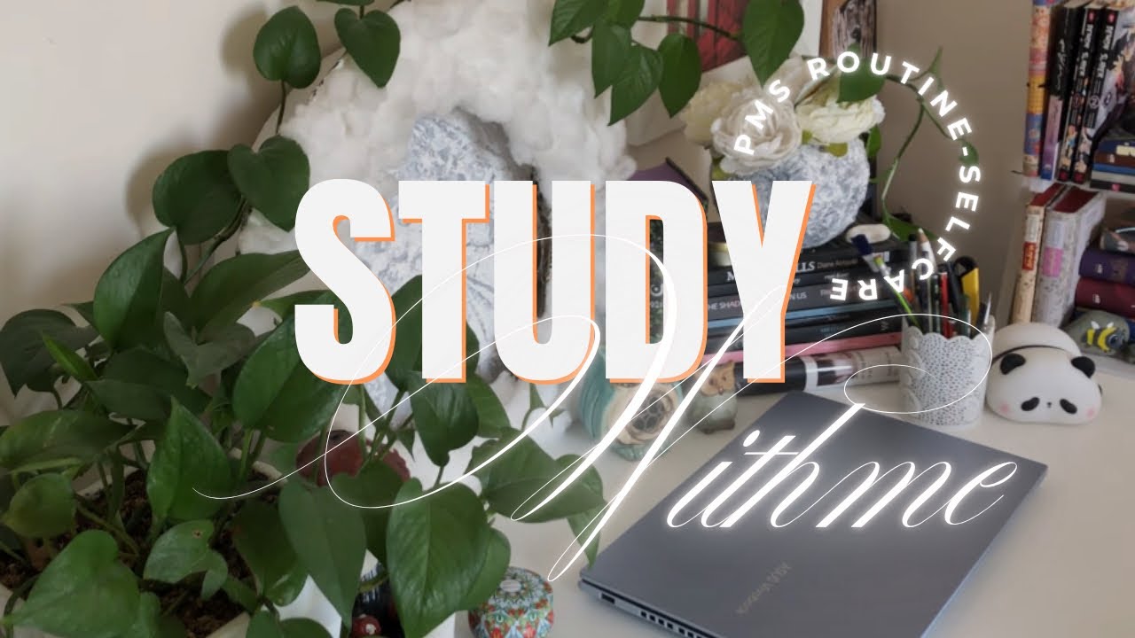 Study & Self-Care During PMS 💐 | Cozy Study With Me + Relaxing Routine