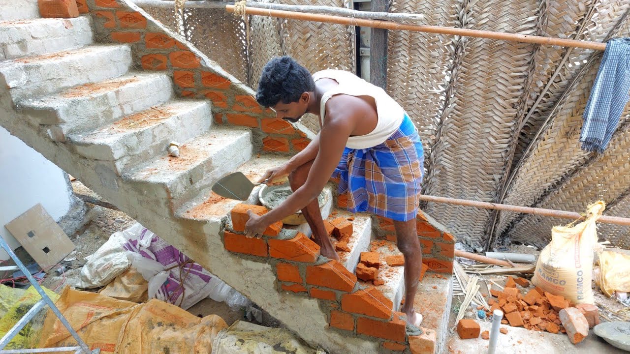 Impressively Exciting Staircase Design Hand  wall build With Accurately-Using by Sand and cement