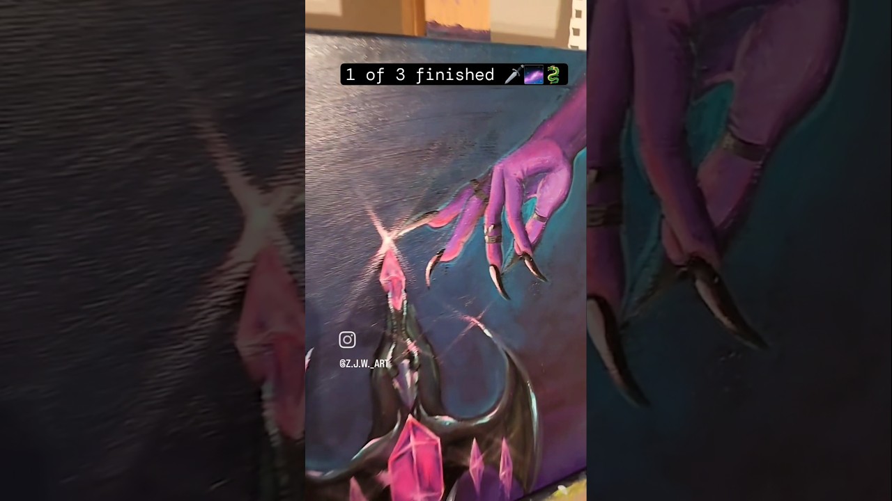 Part 1 of this 3 piece project #fantasyartwork #swordart #dragonpainting #handdrawing  #zjwart