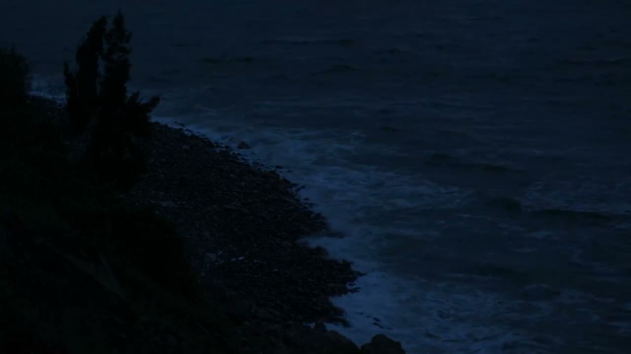 Distant Waves Crashing Against Reef, Soft Ocean Sounds from Beach
