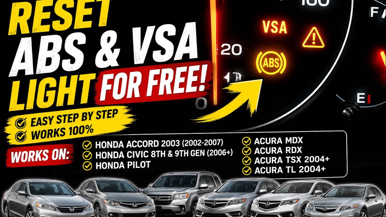 (ЛУЧШИЙ МЕТОД) Acura и Honda — как сбросить индикатор ABS и VSA БЕСПЛАТНО
