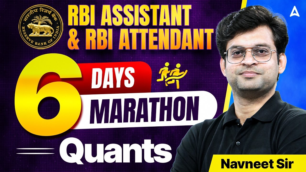 RBI Assistant & Attendant 2026 Quants | 6 Days Marathon | Day 1 Quants by Navneet Sir