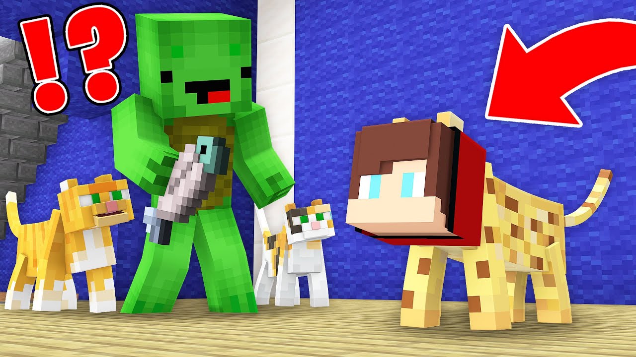 How JJ Turned into a CAT and PLAYING As CAT With MIKEY In Minecraft - Maizen Mizen Mazien Parody