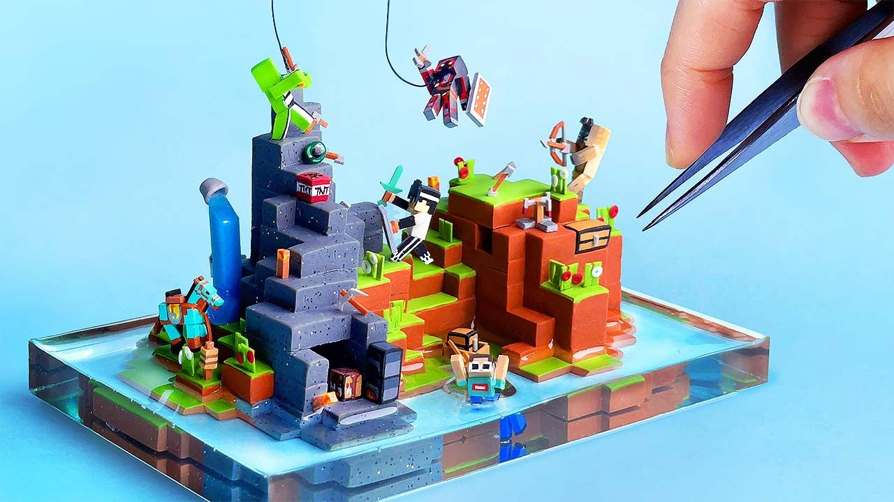 Making Minecraft Dream Manhunt Miniature - clay ASMR