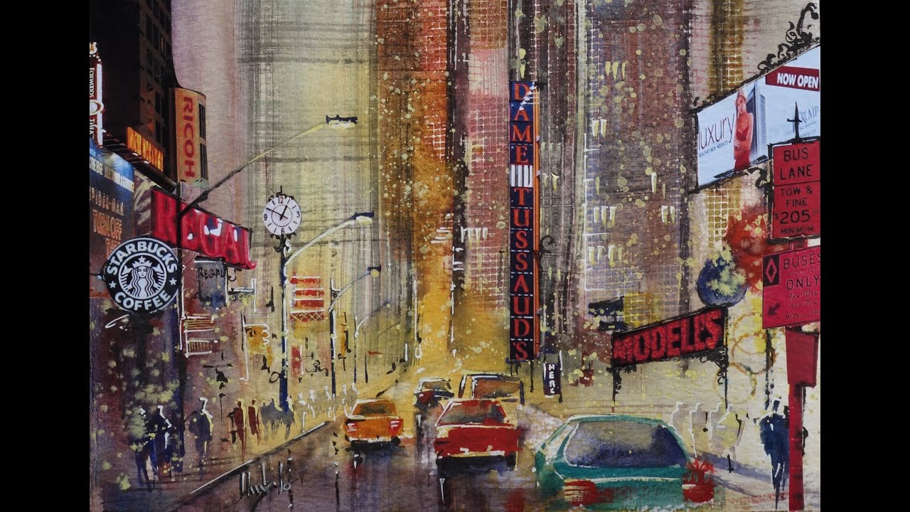 Watercolor cityscape