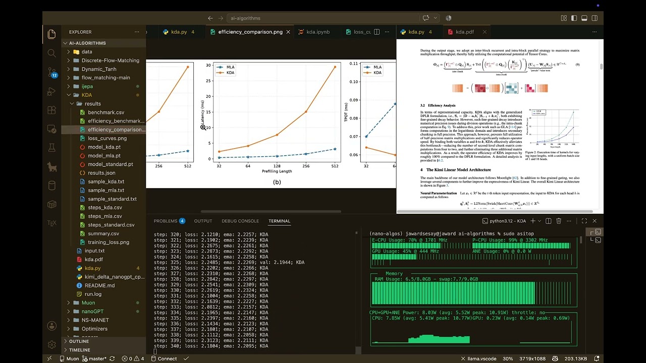 nano/lightweight implementation of kimi delta attention(kda), nanogpt verified:)
