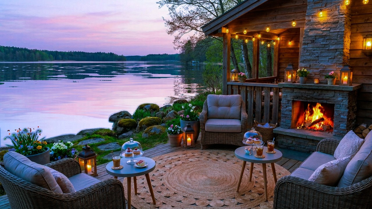 Calm Lakeside Spring Morning Jazz ☕ Cozy Coffee Shop Atmosphere for Focus and Study
