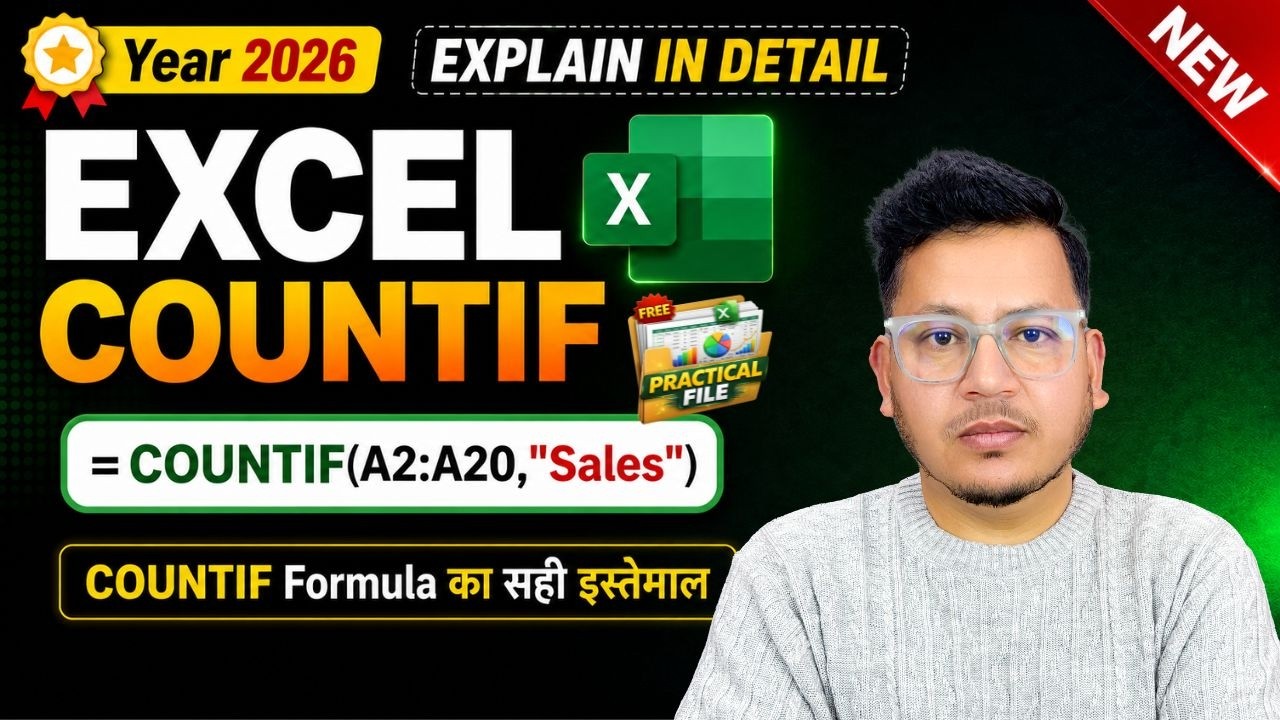 Excel COUNTIF Function Full Tutorial in Hindi | COUNTIF Formula with Examples | Excel Formulas Class