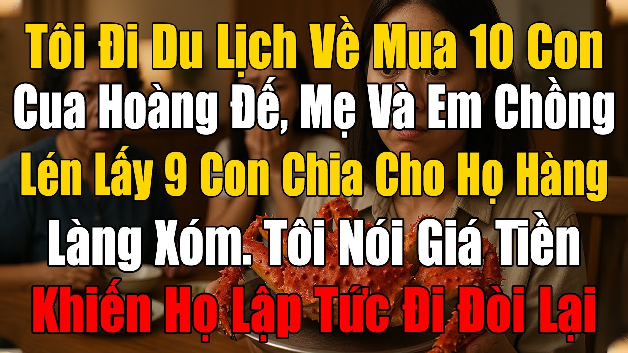 Tôi Đi Du Lịch Mua Về 10 Con Cua Hoàng Đế, Mẹ Và Em Chồng Lấy 9 Con Đi Chia Cho Làng Xóm Và Cái Kết