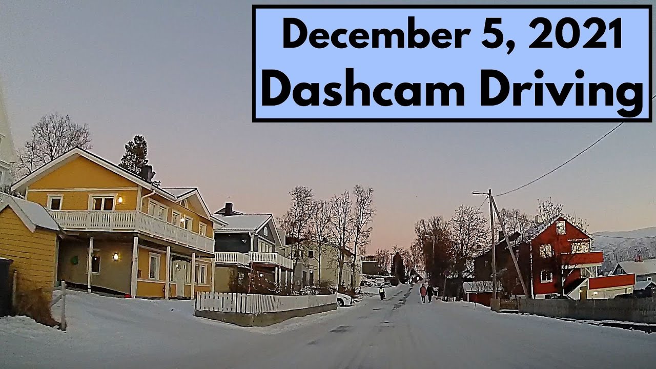 Dashcam driving in Tromsø, Norway. December 5, 2021.