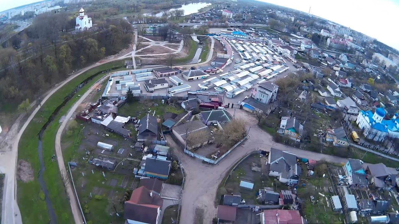 Вид с высоты г. Могилёв Возле Могилёвского рынка и реки Дубровенка 1.05.2021 г