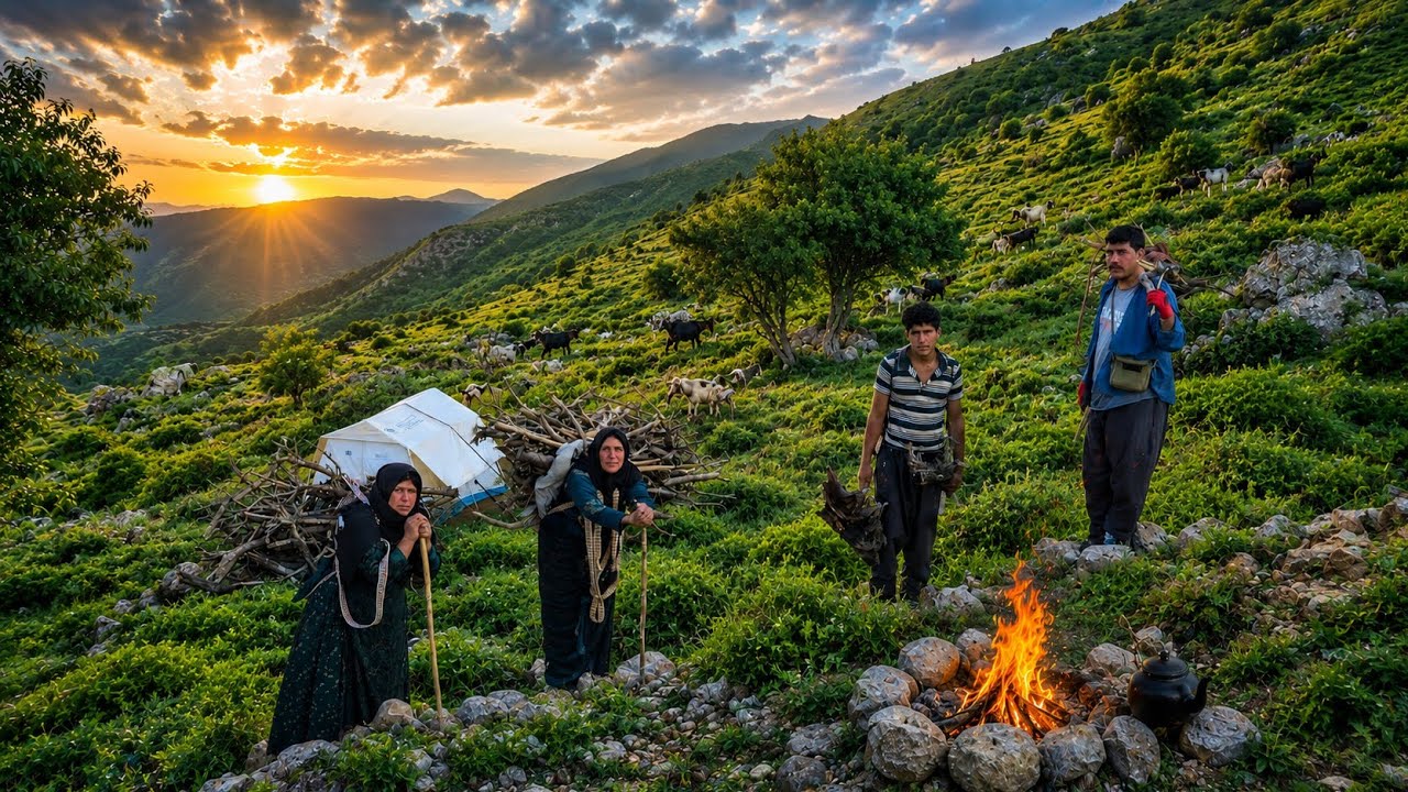 Nomadic life in Zagros 🏔️ | Gathering firewood and a hard night in a nomadic tent 🔥⛺