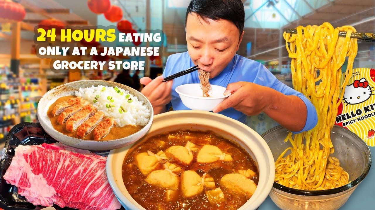 24 Hours Eating ONLY Japanese GROCERY STORE Food!