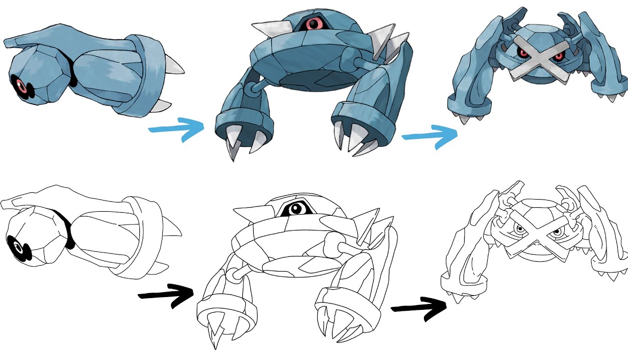 How To Draw BELDUM METANG and METAGROSS POKEMON | Pokemon Evolution