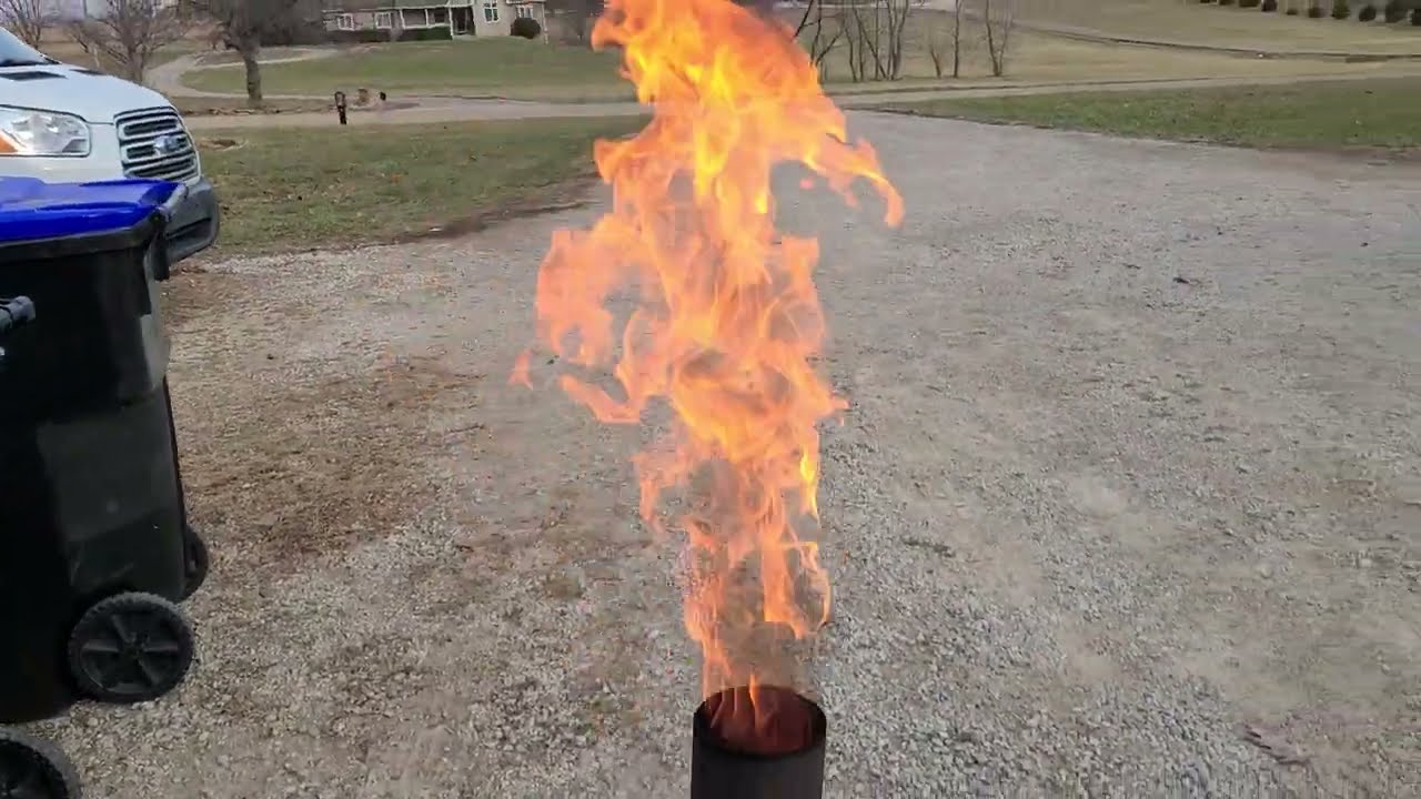 Smudge pot fully hot and burning waste oil