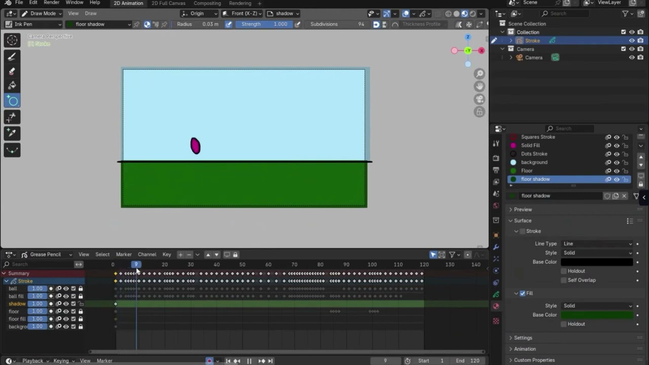 Blender 2D Animation Ball Color Fill Chromebooks