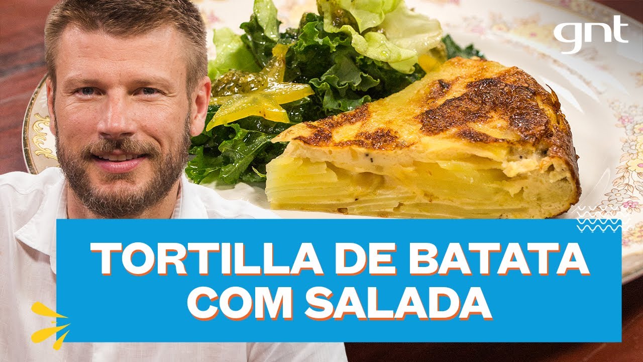 Tortilla de batata com cebola e salada verde com molho pesto | Rodrigo Hilbert | Bem Juntinhos