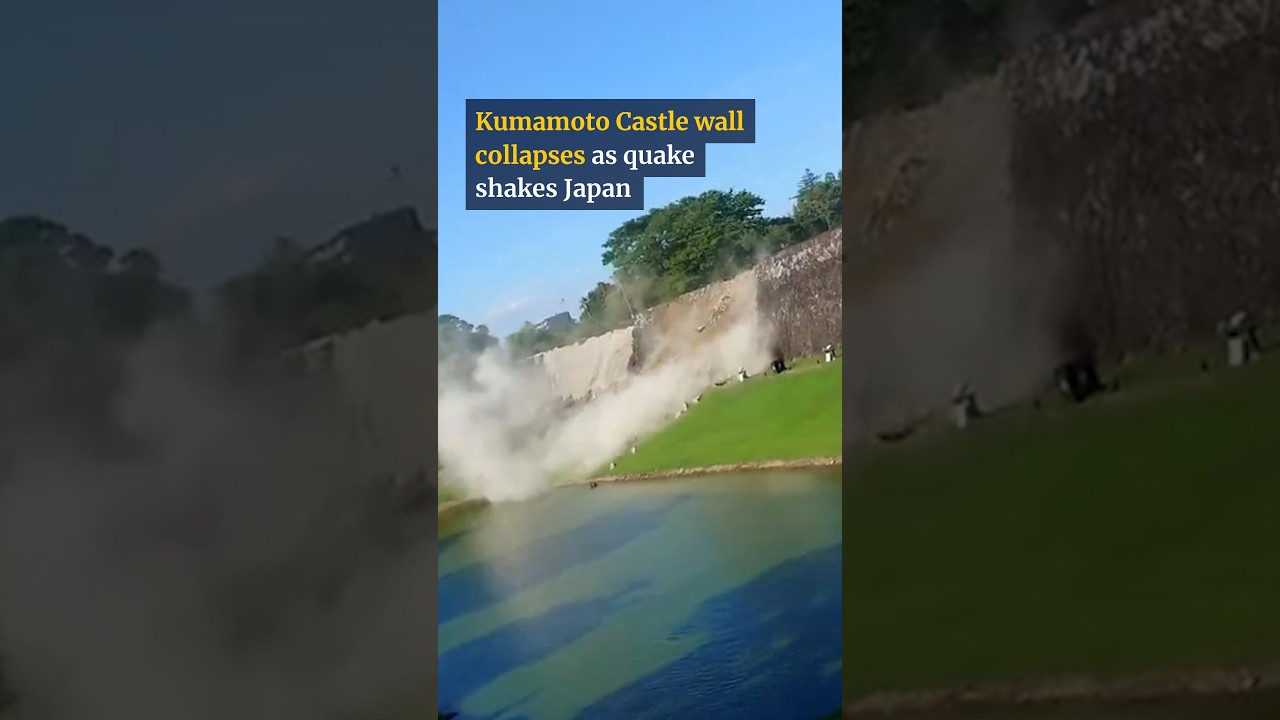 Kumamoto Castle wall collapses as quake shakes Japan