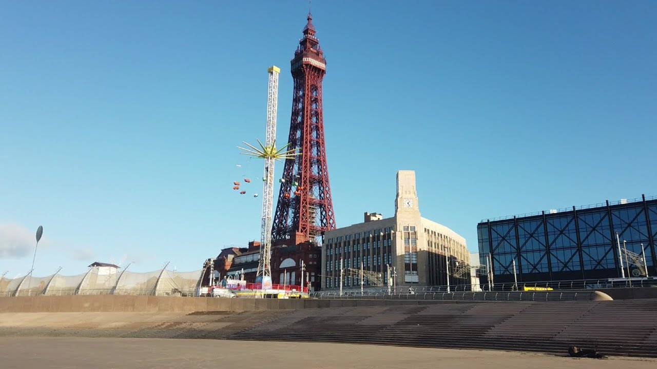 BLACKPOOL monday morning walkabout sunny blackpool. not seen much damage from storm