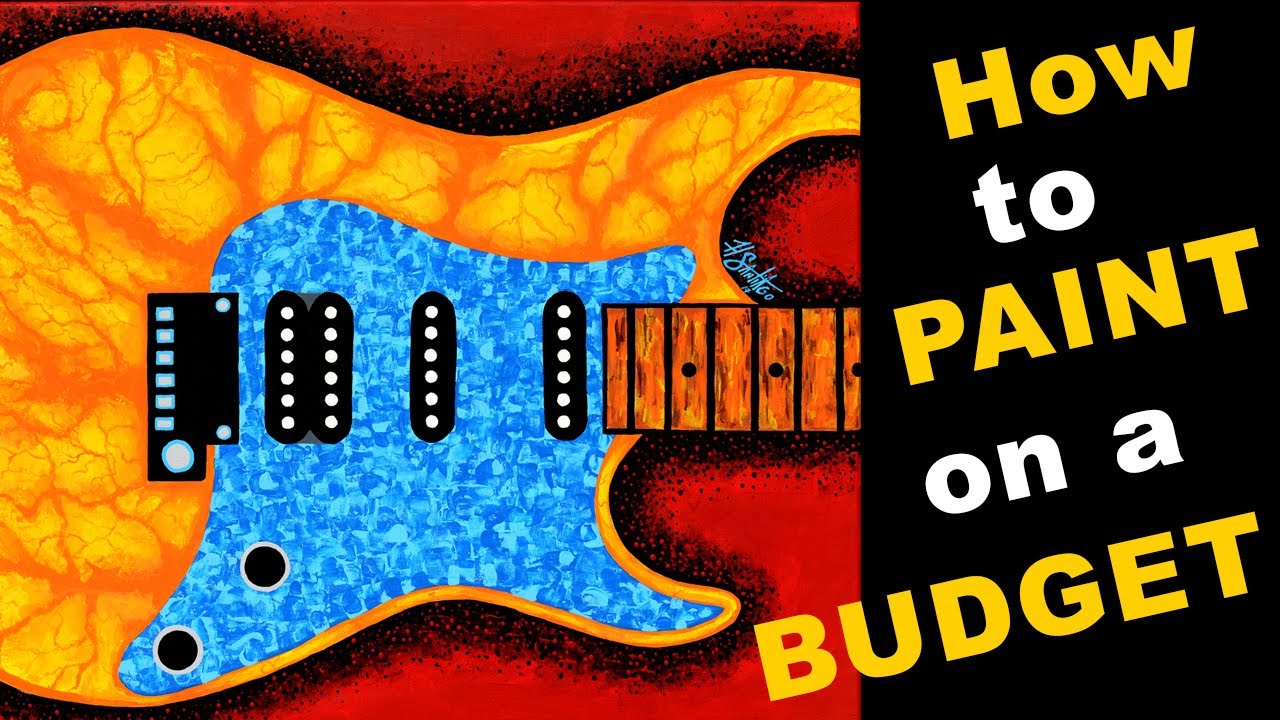How to paint a an ELECTRIC GUITAR using INEXPENSIVE ACRYLIC PAINTS (time-lapse) Using Acrylic Paints