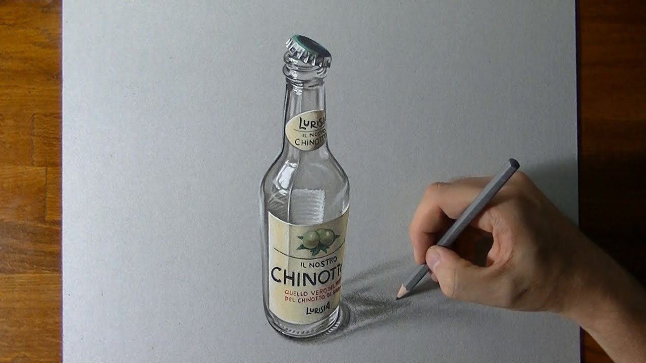 The glass is so realistic you can't believe it's a drawing!