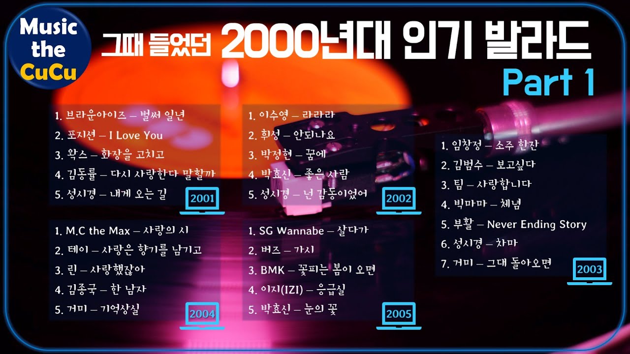 ★실시간 가사★ 2000년대 인기 발라드 Part 1 (2001~2005년) ※ 플레이리스트는 고정댓글을 클릭해 주세요!  @MusicTheCuCu ​