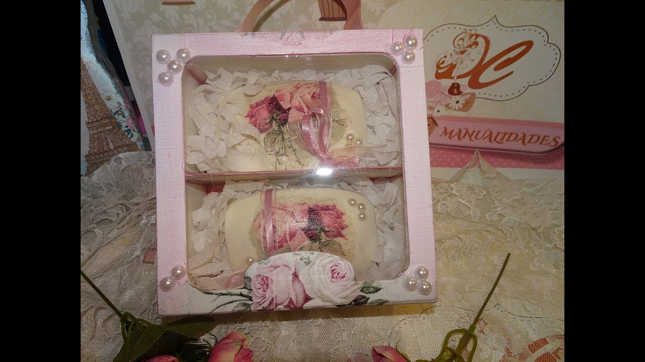 jabones y cajita para guardarlos con decoupage