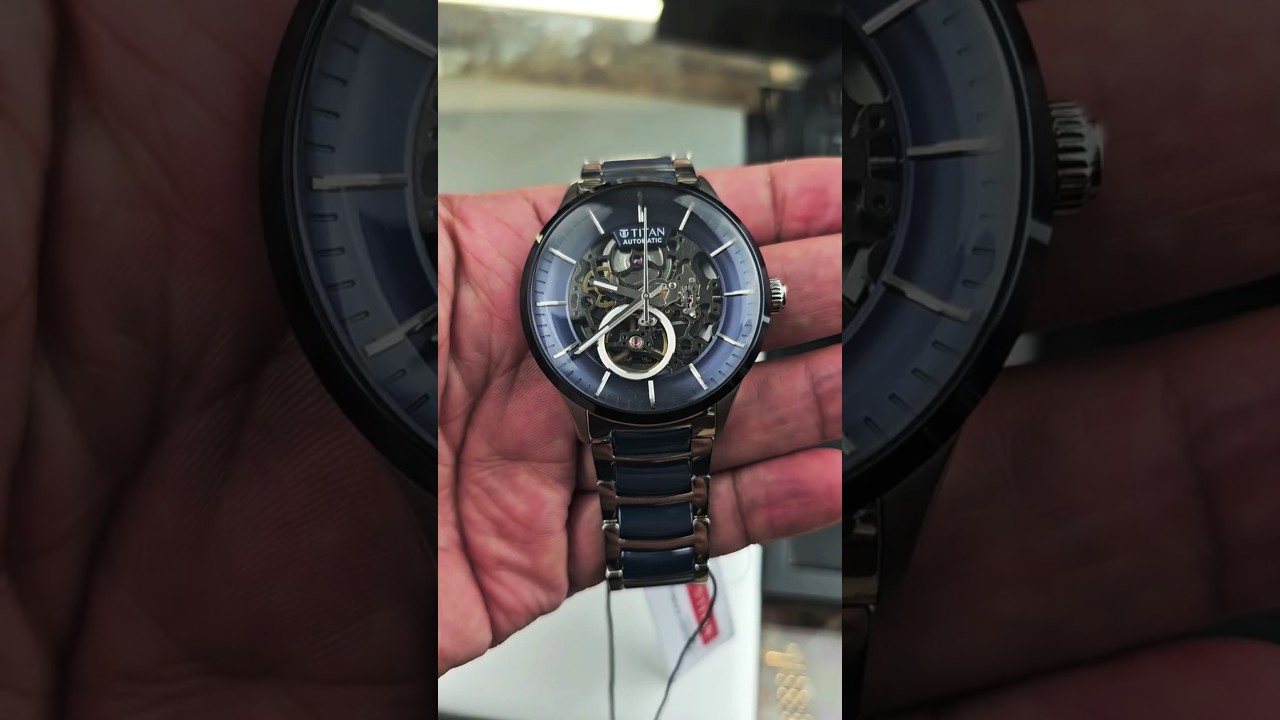 Titan Ceramic || Fusion Automatic Blue-Dial-Silver Dual-Toned-Stainless Steel Bracelet Watch for Men