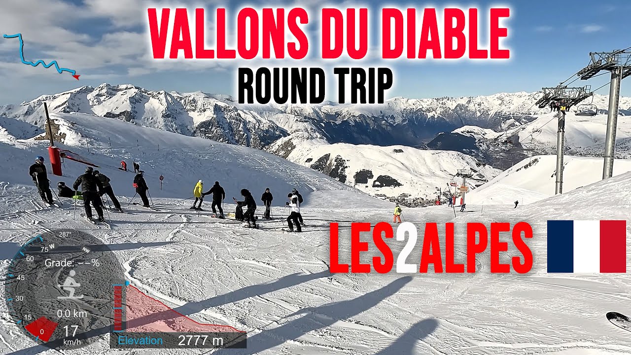 [4K] Skiing Les2Alpes, Vallons du Diable Reds - Round Trip, France, GoPro HERO13