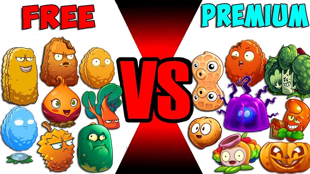 Team FREE vs PREMIUM Defense Plants - Who 's Best Team? - PvZ 2 Plant Vs Plant
