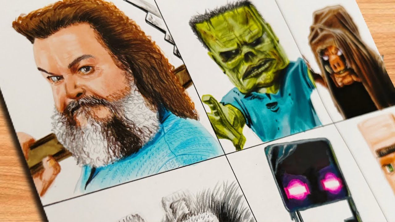 Dibujo de MINECRAFT La Película | Steve  - Zombie - Malgosha - Dennis - Enderman - Aldeano | Drawing