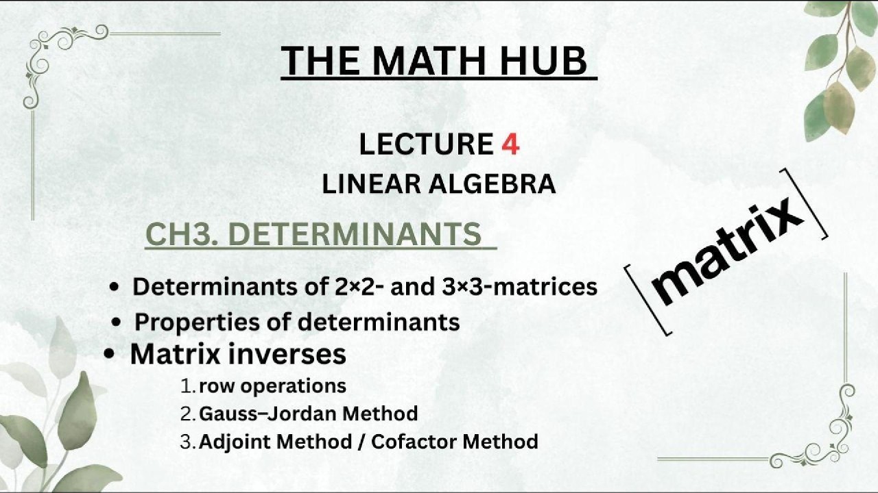 من الصفر للاحتراف: Determinants + Matrix Inverse (Adjoint & Gauss-Jordan) | شرح سريع وقوي