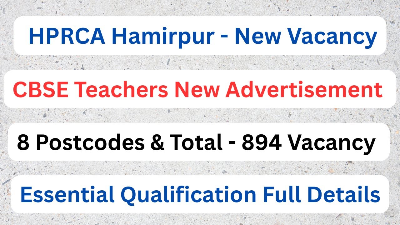HPRCA CBSE Teachers New Vacancy || 8 Postcodes & 894 Vacancy || Let&rsquo;s Study ||
