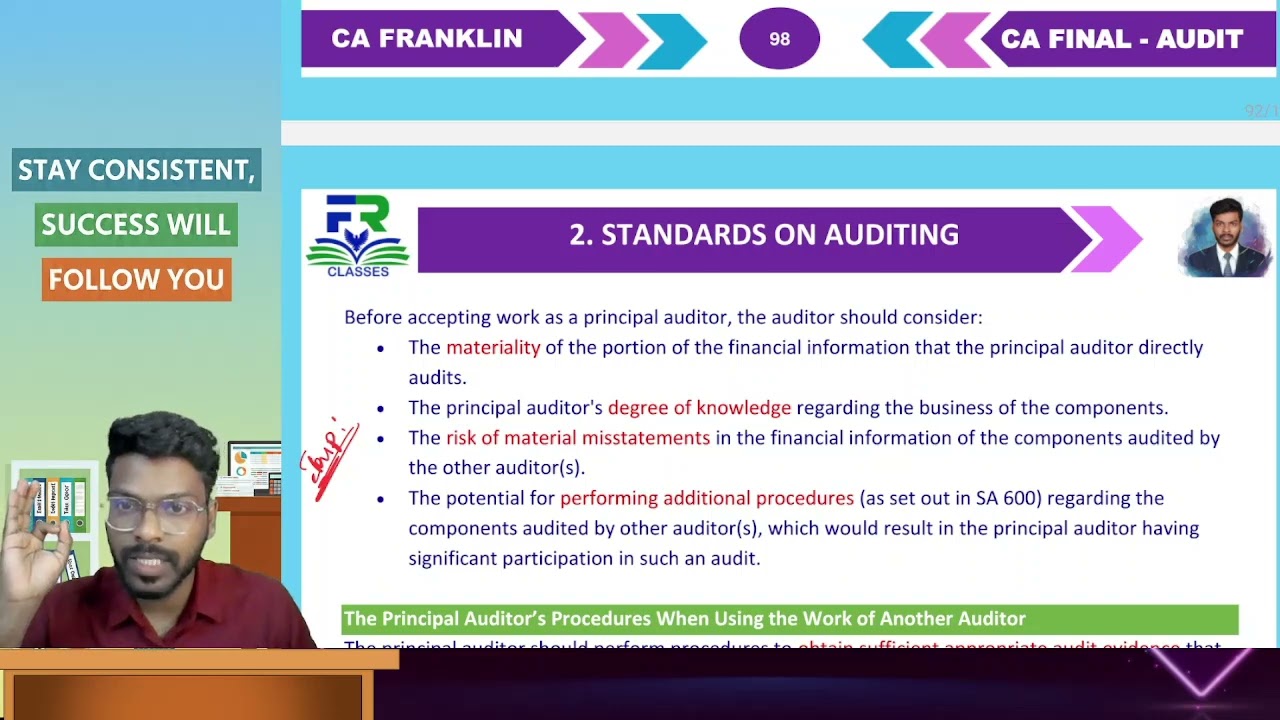 Day 10 | CA Final G1 Classes | AUDIT | SA 600 and 610 | CA Franklin