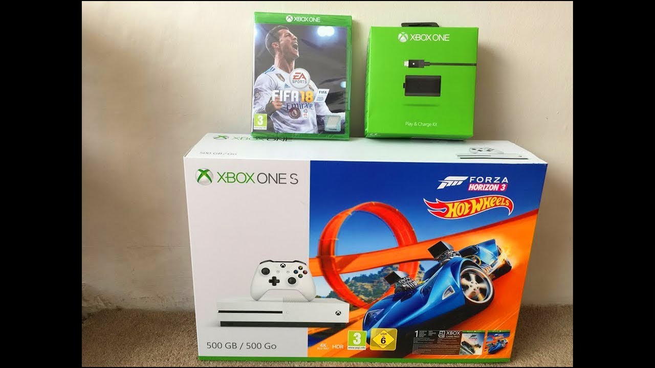 Xbox One S Forza Horizon 3 + Hot Wheels DLC, FIFA 18 & Play and Charge Kit MEGA BUNDLE!!