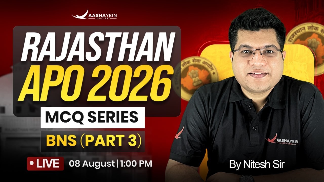 Rajasthan APO 2026 MCQ Series🔥| Bhartiya Nyaya Sanhita, 2023 (BNS) MCQ | Part 3 | By Nitesh Sir