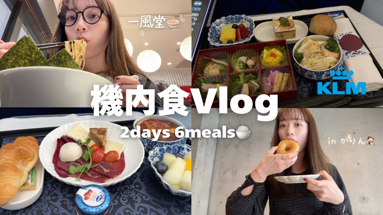 【機内食Vlog✈️】全６食！KLM航空の機内食🍚空港ラーメン最高🍜