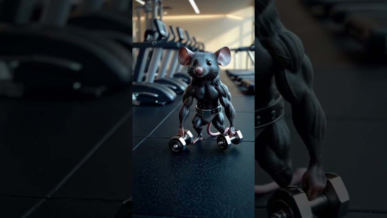 Tiny Titan: Gym Mouse Lifts Big 💪🐭 | Ultra Realistic 3D Animation in 4K 
