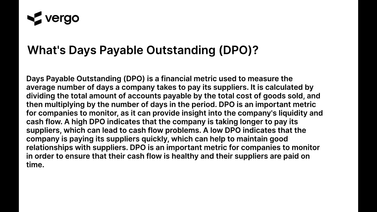 Understanding Days Payable Outstanding (DPO)