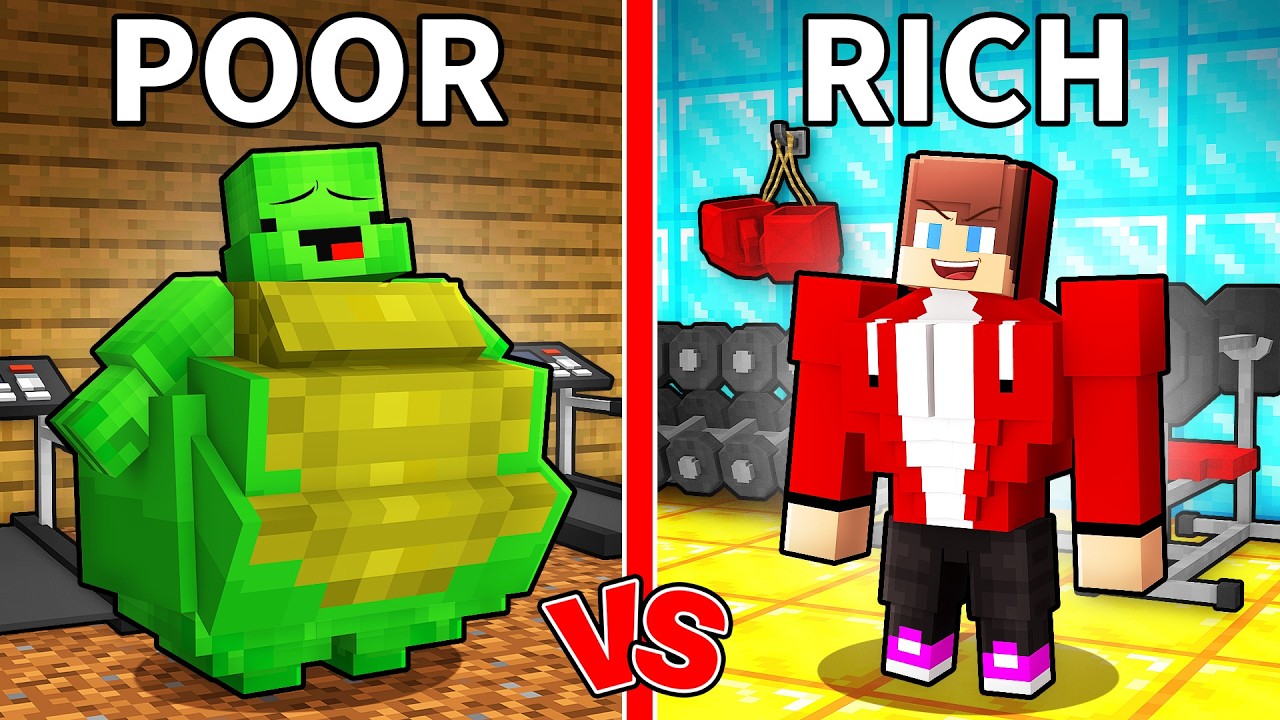 Mikey POOR vs JJ RICH Gym Survival Battle in Minecraft (Maizen)
