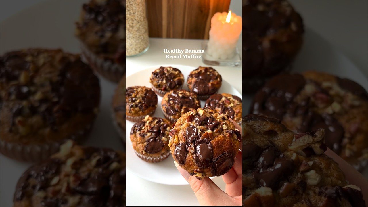 Healthy Banana Bread Muffins😍 Soft & Moist🤩 #healthydessert #healthyrecipes #muffins
