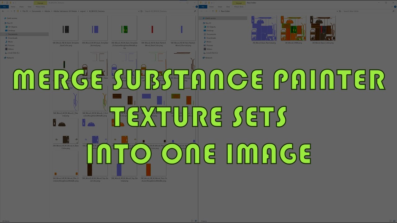 Объединить наборы текстур Substance Painter в одно изображение
