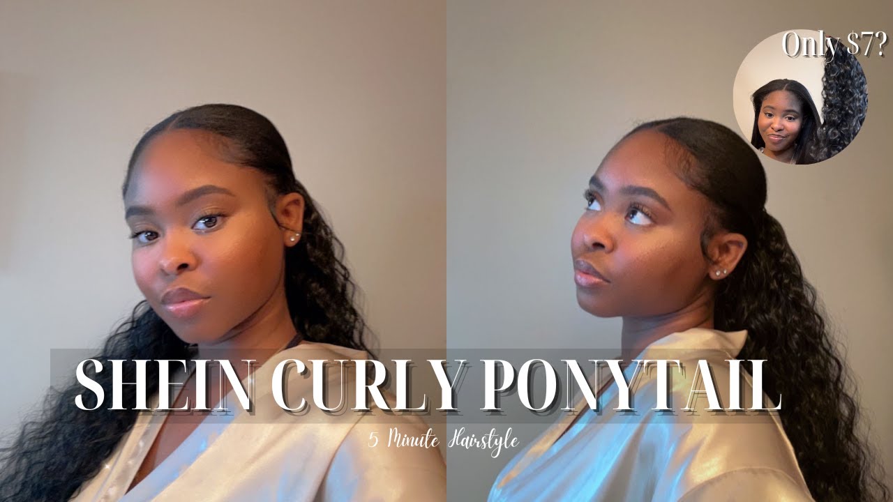 SHEIN PONYTAIL REVIEW | CURLY DRAWSTRING PONYTAIL | ONLY $7  #hairstyles #14DayofGalentine