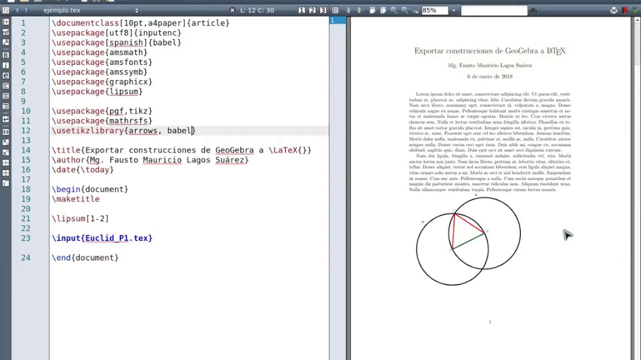 Exporta gráficas de funciones y construcciones geométricas a LaTeX desde GeoGebra